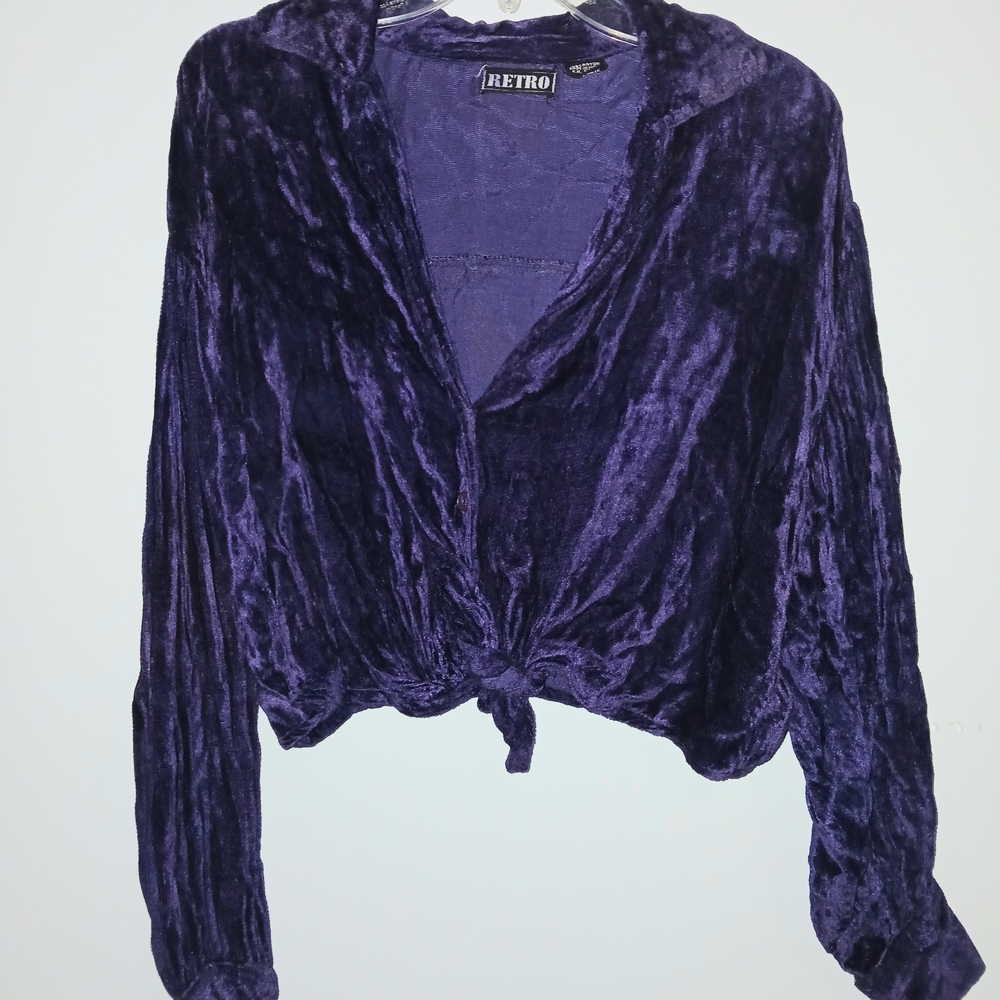 Retro Purple Velvet Women's Top